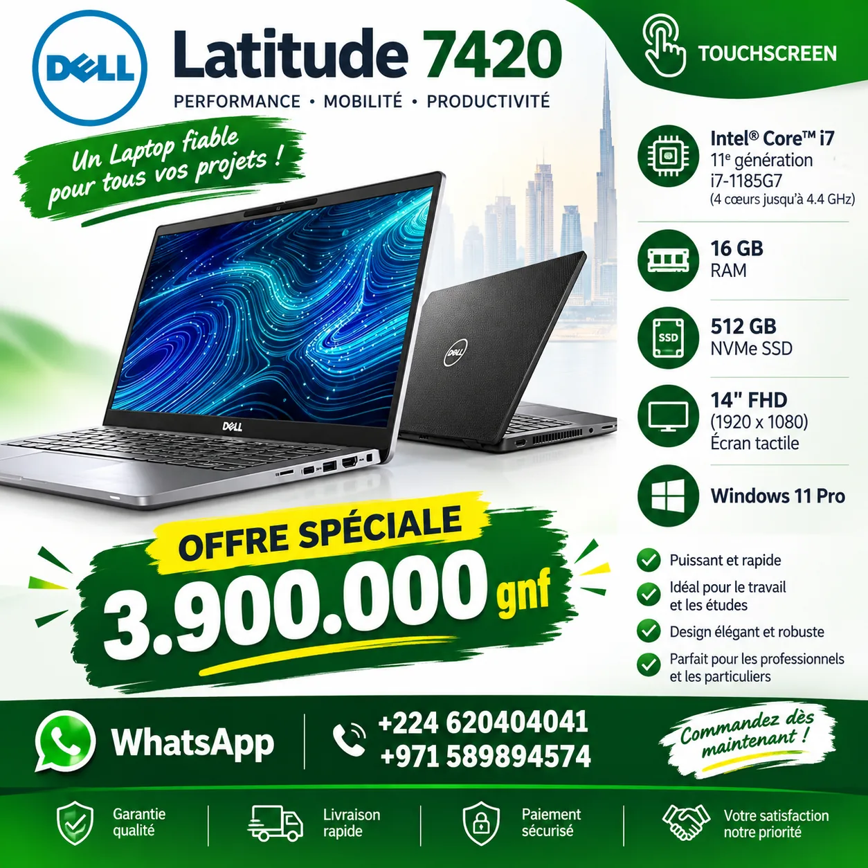 Dell Latitude 7420 – Écran tactile  Core i7 Ordinateur portable