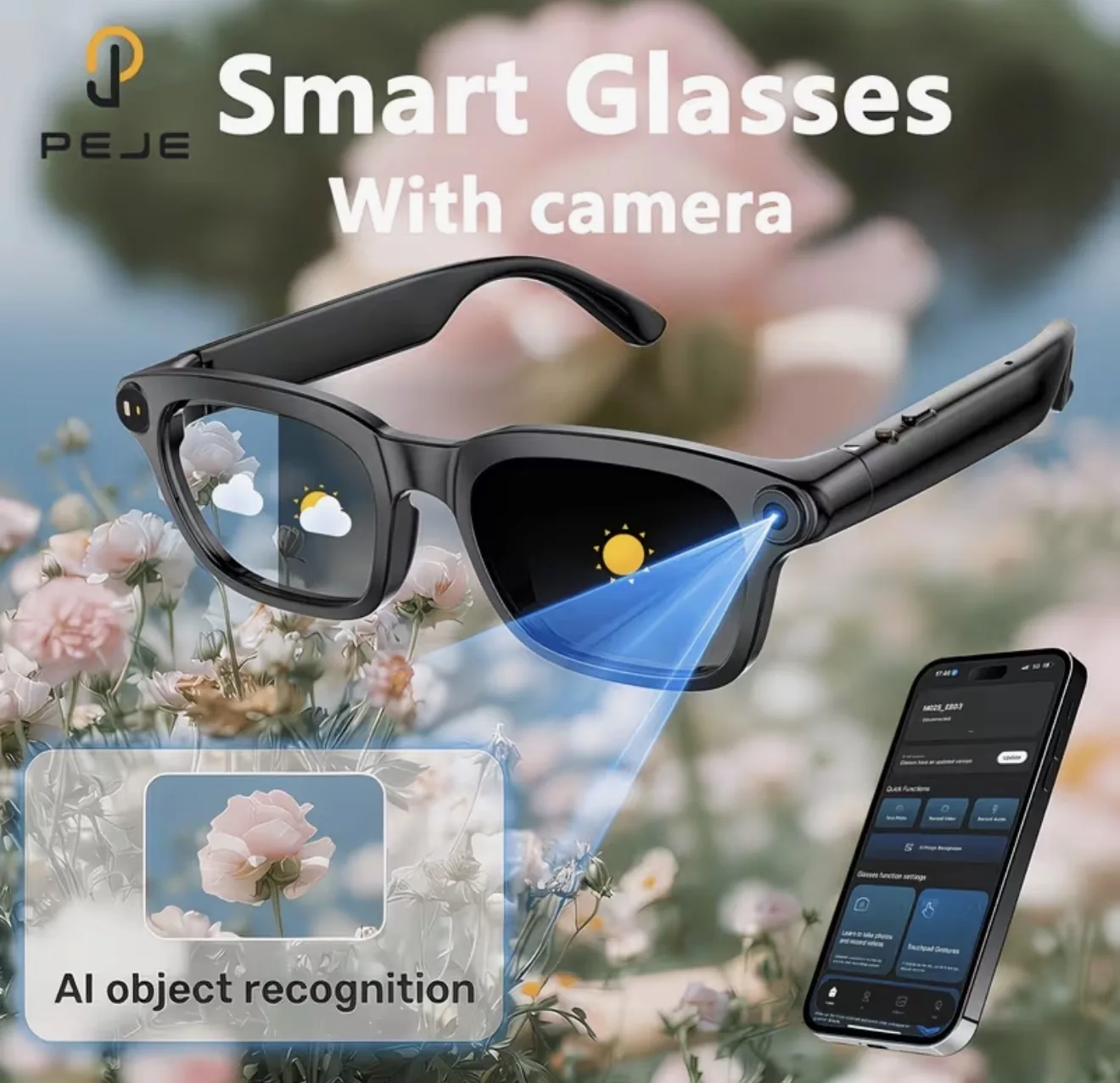 Lunettes intelligentes IA (avec caméra espion)