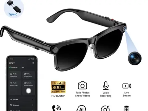 Lunettes intelligentes Al Gamegaga CY05, caméra 800MP, prise de photos et vidéos, diffusion en direct, appels BT, assistant Al, lecteur de musique